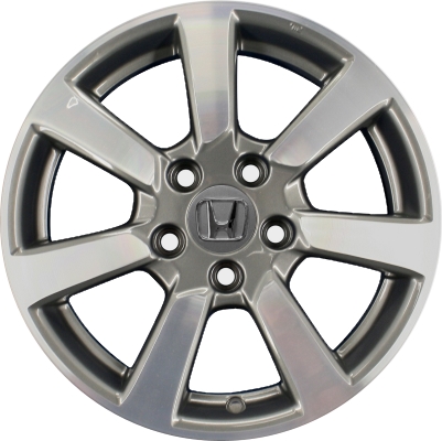 Honda Civic 2012-2015 charcoal machined 16x6.5 aluminum wheels or rims. Hollander part number ALY64028, OEM part number 08W16TR0100.