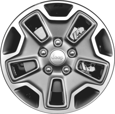 Jeep Wrangler 2013-2017, Wrangler JK 2018 grey machined 17x7.5 aluminum wheels or rims. Hollander part number 9118.LC29, OEM part number Not Yet Known.
