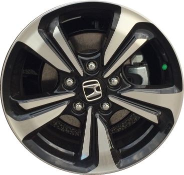 Honda Civic 2013-2015 black machined 16x6.5 aluminum wheels or rims. Hollander part number ALY64062, OEM part number 42700TS8A91.