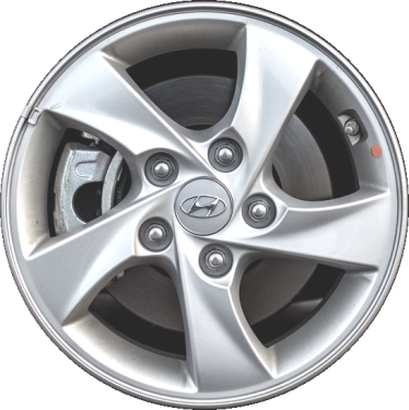 Hyundai Elantra 2014-2016 powder coat silver 15x6 aluminum wheels or rims. Hollander part number ALY70858, OEM part number 529103X150, 529103Y650.