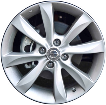 Nissan Versa 2014-2018 powder coat silver 16x6 aluminum wheels or rims. Hollander part number ALY62622, OEM part number 403003VH1A, 403009KF0A.