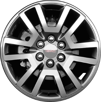 GMC Acadia 2013-2016 silver or grey machined 20x7.5 aluminum wheels or rims. Hollander part number ALY5574U, OEM part number 23115710, 20997893, 23126028.