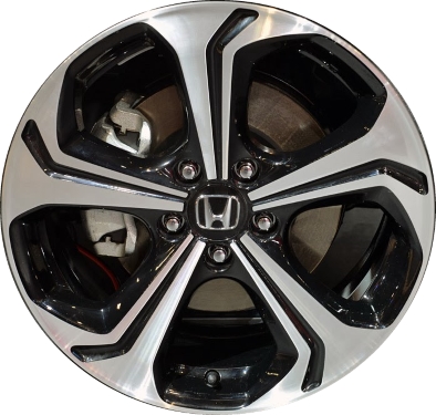 Honda Civic 2013-2015 black machined 18x7.5 aluminum wheels or rims. Hollander part number ALY64064, OEM part number 42700TR7A91, 42700TR7A92, 42700TR7A93.