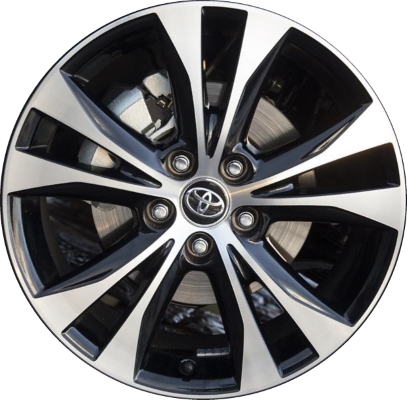 Toyota RAV4 2015 black machined 18x7.5 aluminum wheels or rims. Hollander part number ALY69628A45.PB01, OEM part number Not Yet Known.