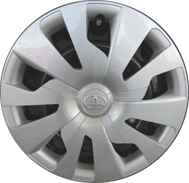 Toyota Yaris 2015-2017, Plastic 10 Spoke, Single Hubcap or Wheel Cover For 15 Inch Steel Wheels. Hollander Part Number H61176.