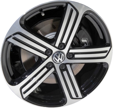 Volkswagen Golf 2015-2018 black machined 19x8 aluminum wheels or rims. Hollander part number ALY70017, OEM part number 5G0601025AHFZZ.