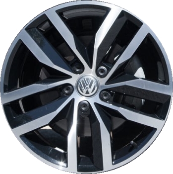 Volkswagen Golf 2015-2018 black machined 17x7 aluminum wheels or rims. Hollander part number ALY69991, OEM part number 5G601025BTFZZ.