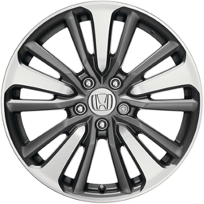 Honda Accord 2016-2017 charcoal machined 18x8 aluminum wheels or rims. Hollander part number ALY64082, OEM part number 08W18T2F100.