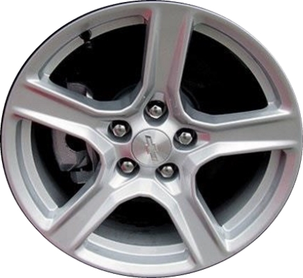 Chevrolet Camaro 2016-2024 powder coat silver 18x8.5 aluminum wheels or rims. Hollander part number ALY5758, OEM part number 22998072.