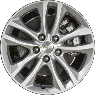 Chevrolet Malibu 2016-2018 powder coat silver 17x7.5 aluminum wheels or rims. Hollander part number ALY5715, OEM part number 22969720.