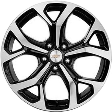 Chevrolet Volt 2016-2019 black machined 17x7 aluminum wheels or rims. Hollander part number ALY5724U45/5725, OEM part number 23251535.