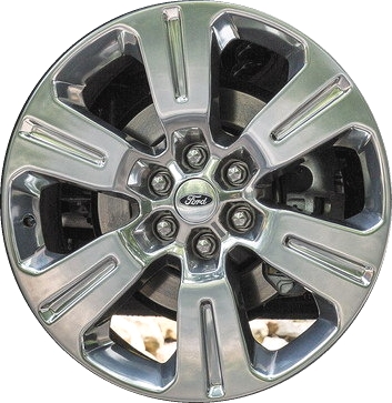 Ford F-150 2016-2017 polished 22x9 aluminum wheels or rims. Hollander part number ALY10064, OEM part number GL3Z1007B.