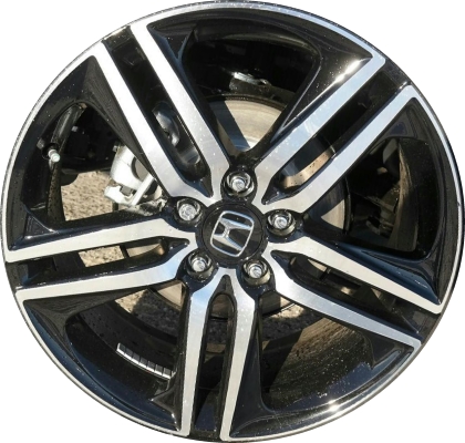 Honda Accord 2016-2017 black machined 19x8 aluminum wheels or rims. Hollander part number ALY64083, OEM part number 42700T2AL92.