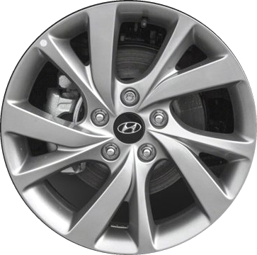 Hyundai Veloster 2016-2017 powder coat silver 17x7 aluminum wheels or rims. Hollander part number ALY70891U, OEM part number 529102V550, 529102V500.