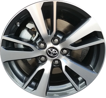 Toyota RAV4 2016-2018 grey machined 17x7 aluminum wheels or rims. Hollander part number ALY75198, OEM part number 426110R170, 426110R190, 4261142660, 4261142710.