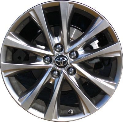 Toyota RAV4 2016-2018 powder coat hyper silver 18x7.5 aluminum wheels or rims. Hollander part number ALY75200U77, OEM part number 4261A0R020, 4261A0R030, 4261A42070, 4261A42090.