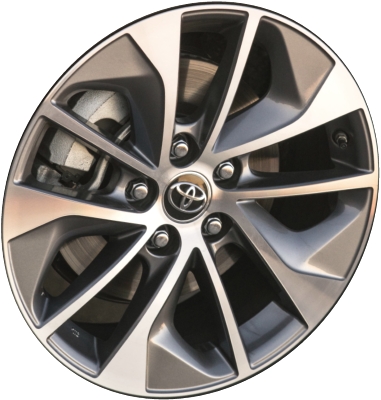 Toyota RAV4 2016-2018 grey machined 17x7 aluminum wheels or rims. Hollander part number ALY75199, OEM part number 4261142680.