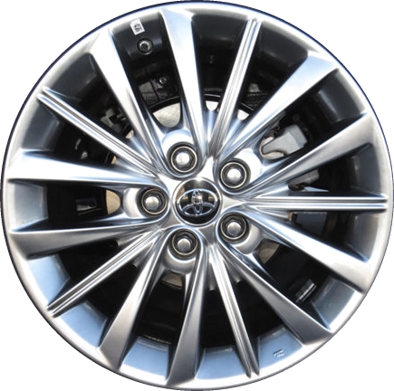 Toyota Avalon 2016-2018 powder coat hyper silver 17x7 aluminum wheels or rims. Hollander part number ALY75186, OEM part number 4261A07010.