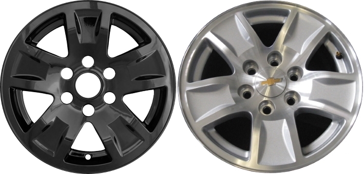 Chevrolet Silverado 1500 2014-2018, Chevrolet Silverado 1500 LD 2019, Chevrolet Suburban 1500 2015-2019, Chevrolet Tahoe 2015-2019 Black, 5 Spoke, Plastic Hubcaps, Wheel Covers, Wheel Skins, Imposters. Fits 17 Inch Alloy Wheel Pictured to Right. Part Number IMP-390BLK/7565GB.