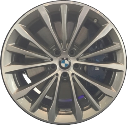 BMW 530e 2018-2023, 530i 2017-2023, 540i 2017-2023, M550i 2018-2020 grey machined 19x8 aluminum wheels or rims. Hollander part number 86329, OEM part number 36116873942.