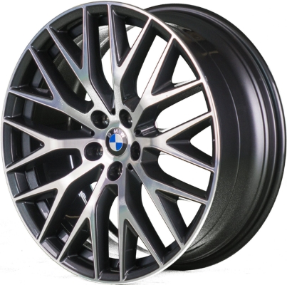 BMW 530e 2018-2020, 530i 2017-2020, 540i 2017-2020, M550i 2018-2020 grey machined or black chrome 20x8 aluminum wheels or rims. Hollander part number 86337U, OEM part number 36116874827, 36116863424.
