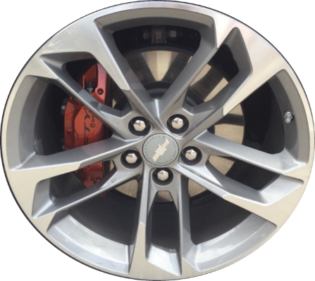 Chevrolet Camaro 2017 grey machined 20x8.5 aluminum wheels or rims. Hollander part number ALY5815U35, OEM part number 23442886.