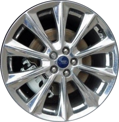Ford Edge 2017-2018 polished 20x8.5 aluminum wheels or rims. Hollander part number ALY10107, OEM part number GT4Z1007D.