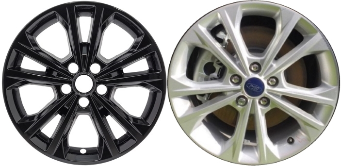 Ford Escape 2017-2019 Black Painted, 10 Spoke, Plastic Hubcaps, Wheel Covers, Wheel Skins, Imposters. Fits 17 Inch Alloy Wheel Pictured to Right. Part Number IMP-414BLK/788GB.