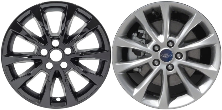Ford Fusion 2017-2018 Black Painted, 10 Spoke, Plastic Hubcaps, Wheel Covers, Wheel Skins, Imposters. Fits 17 Inch Alloy Wheel Pictured to Right. Part Number IMP-767GB.