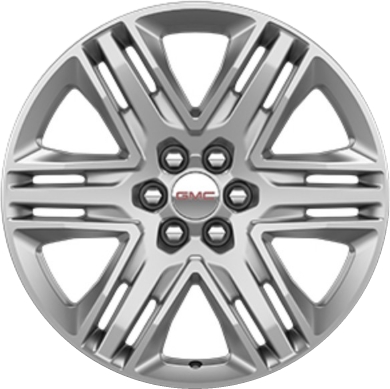 GMC Acadia 2017-2023 powder coat hyper silver 20x8 aluminum wheels or rims. Hollander part number ALY5953U77, OEM part number 23413107.