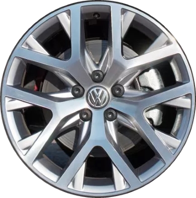Volkswagen Golf 2017-2019 grey machined 18x7.5 aluminum wheels or rims. Hollander part number ALY70015, OEM part number 5G0601025BMZD8.