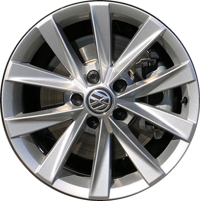Volkswagen Golf 2017-2019 powder coat silver 17x7 aluminum wheels or rims. Hollander part number ALY70014, OEM part number 5GM601025AA8Z8.