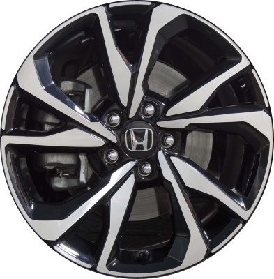 Honda Civic 2017-2021 black machined 18x8 aluminum wheels or rims. Hollander part number ALY64108U/64113, OEM part number 42700TGGA71, 42700TBFA91, 42700TBAAD1.