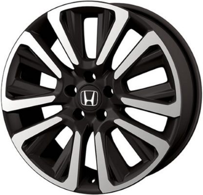 Honda CR-V 2017-2022 black machined 19x7.5 aluminum wheels or rims. Hollander part number ALY64112U45, OEM part number 08W19-TLA-100B.