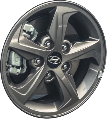 Hyundai Elantra 2017-2018 powder coat medium charcoal 15x6 aluminum wheels or rims. Hollander part number ALY70901, OEM part number 52910F3100.