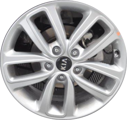 KIA SOUL 2017-2019 powder coat silver 17x6.5 aluminum wheels or rims. Hollander part number ALY74761, OEM part number 52910B2270.