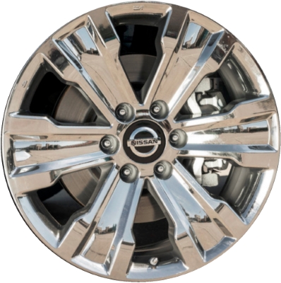 Nissan Titan 2017-2019 chrome clad 20x8 aluminum wheels or rims. Hollander part number ALY62753U85, OEM part number 403009FS4A.