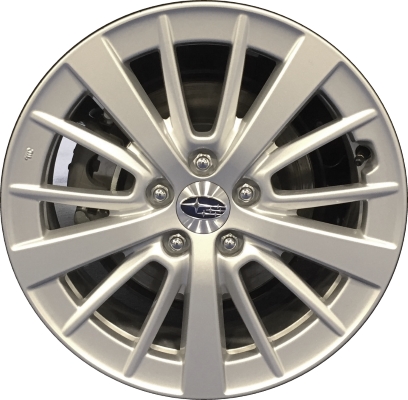 Subaru Impreza 2017-2019 powder coat silver 16x6.5 aluminum wheels or rims. Hollander part number ALY68845U20, OEM part number 28111FL00A.