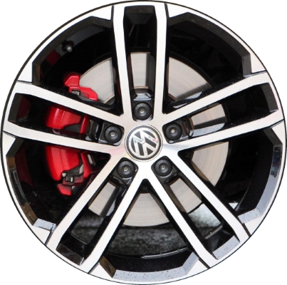 Volkswagen Golf 2016-2018 black machined 18x7.5 aluminum wheels or rims. Hollander part number ALY70016, OEM part number 5G0601025AQFZZ.