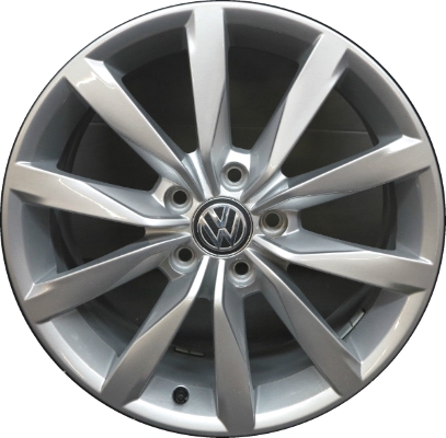 Volkswagen Golf 2016-2018 powder coat silver 17x7 aluminum wheels or rims. Hollander part number ALY97713/170186, OEM part number Not Yet Known.