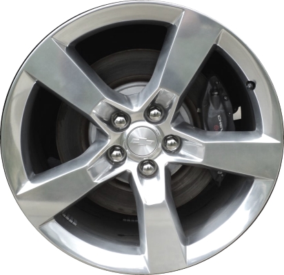 Chevrolet Camaro 2010-2015 polished 20x8 aluminum wheels or rims. Hollander part number ALY5444U80/5443, OEM part number 92230892, 19301175.