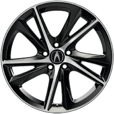 Acura TLX 2018-2020 black machined 19x8 aluminum wheels or rims. Hollander part number ALY71857U45, OEM part number 08W19-TZ3-200B.