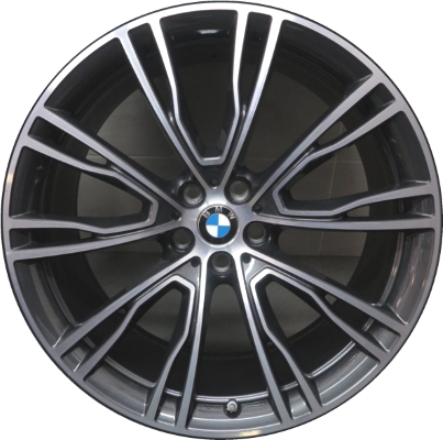 BMW X3 2018-2023, X4 2019-2023 grey machined 21x8.5 aluminum wheels or rims. Hollander part number 86365, OEM part number 36108043670.