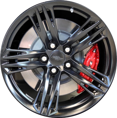 Chevrolet Camaro 2018-2024 powder coat black 19x11 aluminum wheels or rims. Hollander part number ALY5853, OEM part number 84328493.