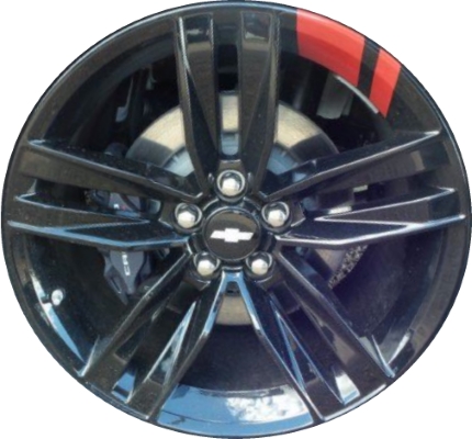 Chevrolet Camaro 2017-2024 powder coat black w/ red stripes 20x8.5 aluminum wheels or rims. Hollander part number ALY5761U46/5762, OEM part number 84067165.