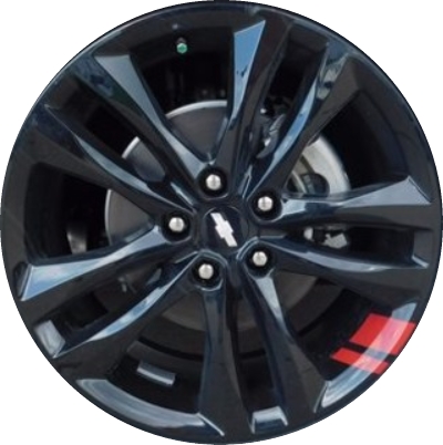 Chevrolet Malibu 2018-2024 powder coat black w/ red stripes 19x8.5 aluminum wheels or rims. Hollander part number ALY5857U45, OEM part number 23413255.