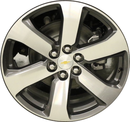 Chevrolet Traverse 2018-2023 charcoal machined 20x8 aluminum wheels or rims. Hollander part number ALY5845, OEM part number 23342783, 84640409.