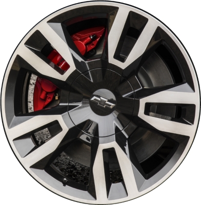Chevrolet Suburban 1500 2018-2020, Tahoe 2018-2020 black machined 22x9 aluminum wheels or rims. Hollander part number 5821U45/5620, OEM part number 84128123.