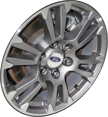 Ford F-150 2018-2020 flash grey machined 18x7.5 aluminum wheels or rims. Hollander part number ALY10001U35.LS75, OEM part number JL3Z1007G.