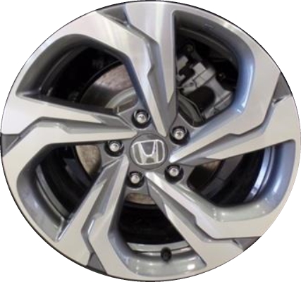 Honda Accord 2018-2020 dark grey machined 17x7.5 aluminum wheels or rims. Hollander part number ALY64124, OEM part number 42800TVAAA2, 42800TVAAB2.